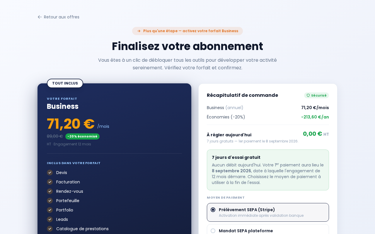 Completing a yearly subscription and its payment methods